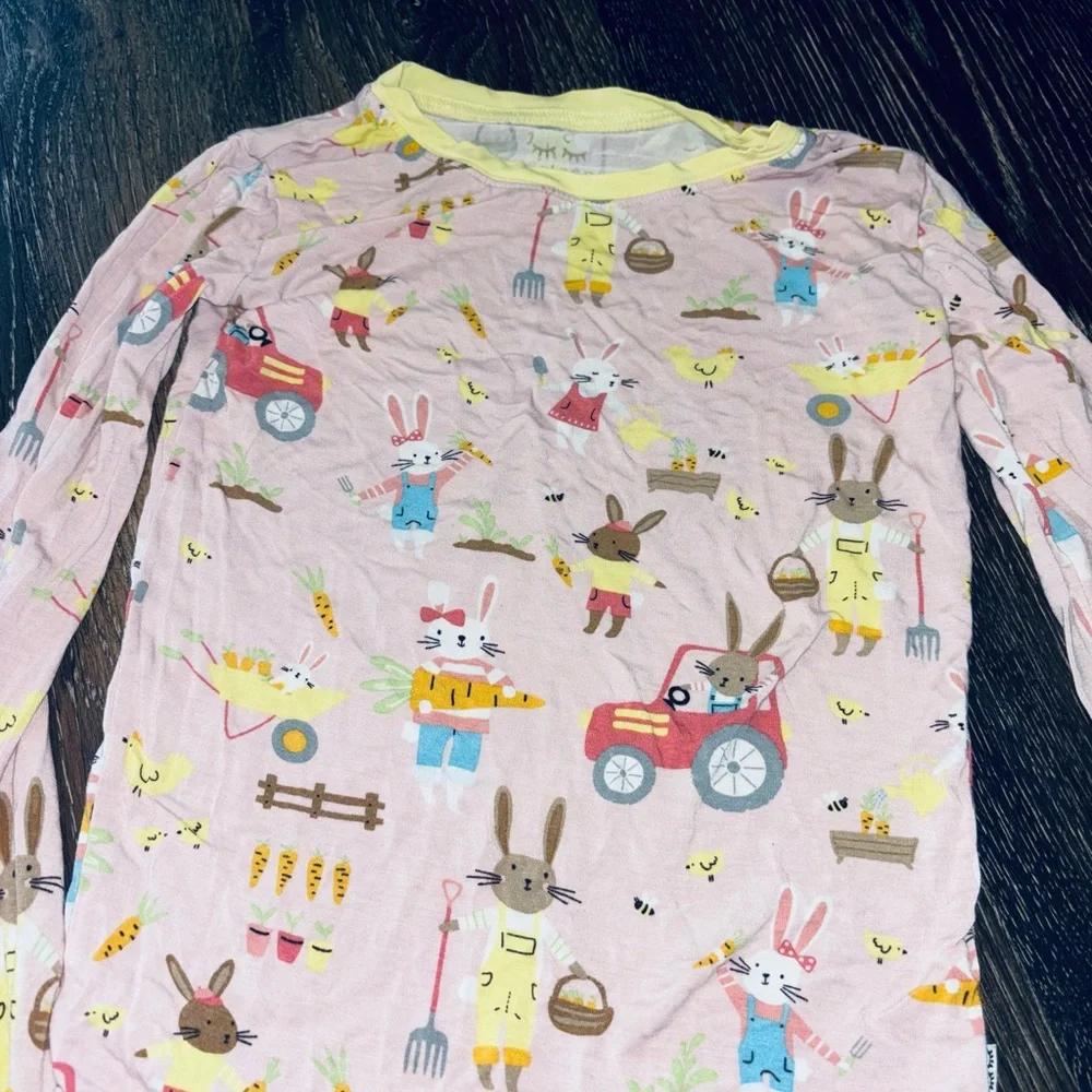 Little sleepies Bunny Bamboo  Pajama Set with Yellow Trim